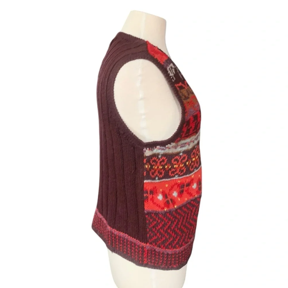 Northern Isles cotton blend button up sweater vest in autumnal colors size large - Picture 8 of 11
